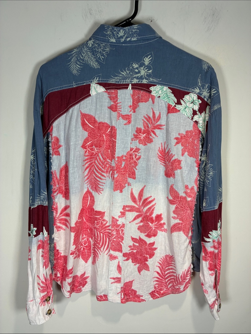 Free People We The Free Patchwork Linen Floral Button Down Shirt S - Picture 7 of 9